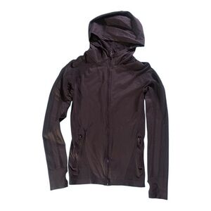 Fabletics Women’s Deep Storm Grey Hooded Jacket. Sculpt Knit Size Medium.